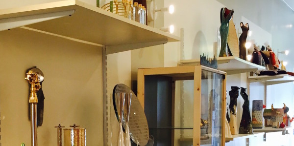 Store Shelves full of Judaica art, gifts, and other hand crafted items.